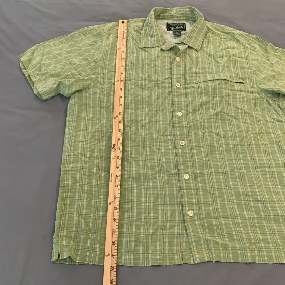 Woolrich Shirt Mens XL Green Plaid Button Down Outdoor Short Sleeve Lightweight - Picture 5 of 7